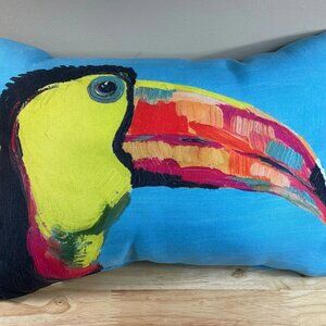 Creative Products Bright Jungle Toucan Indoor/Outdoor Pillow – 20" x 14" – Teal